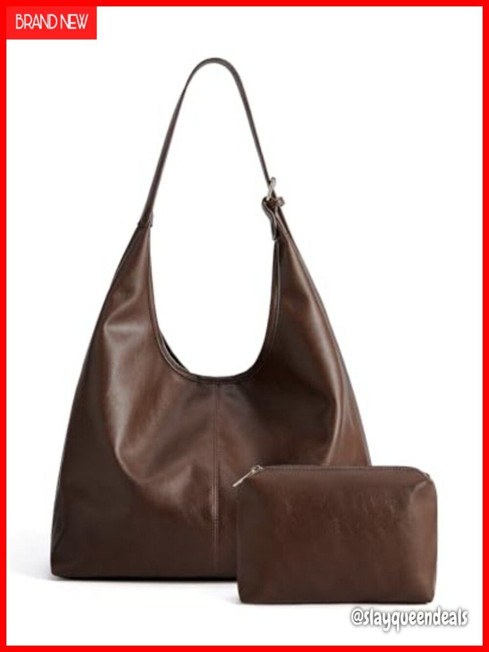 Women's Hobo Bag Vegan Leather Soft Shoulder Tote Crossbody Purse with Pouch